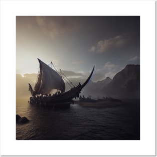 Viking Raiders on Longships Posters and Art